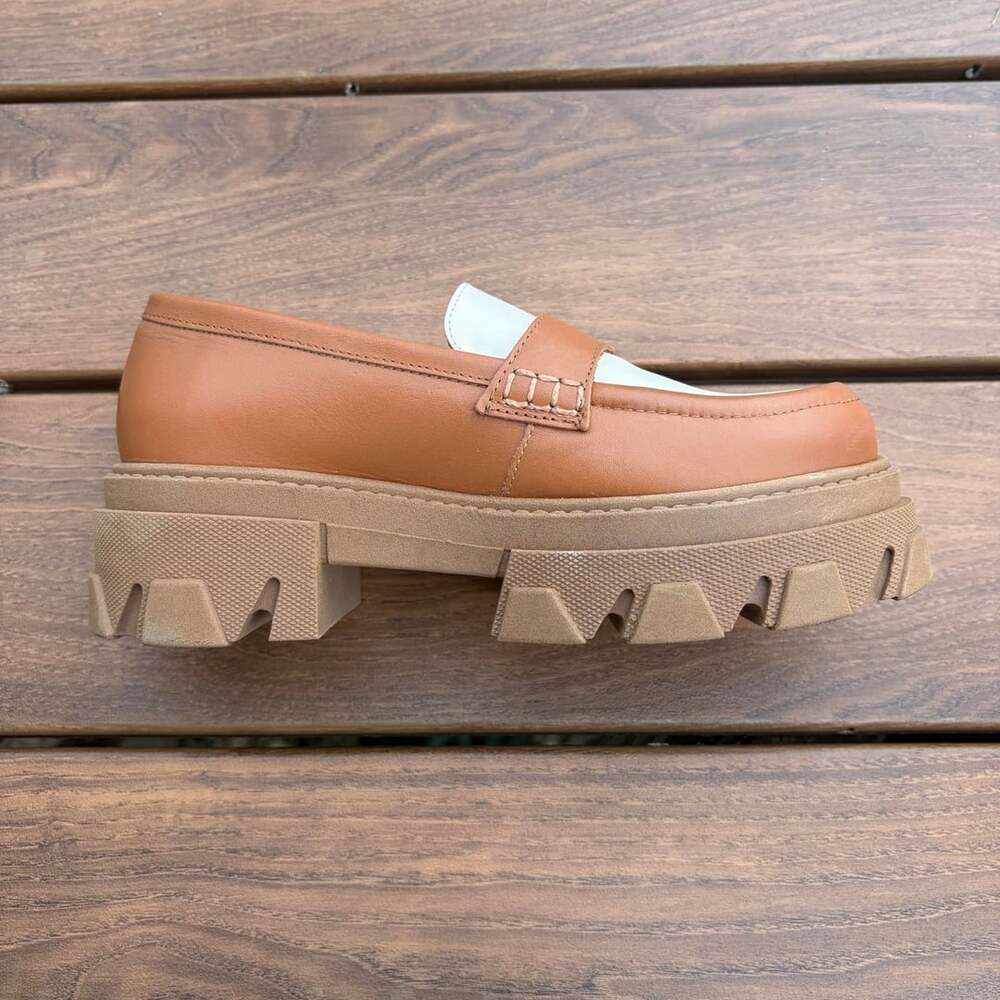 Alohas Trailblazer Bicolor Leather Loafers Brown/Tan & Off-White Size 7.5-8 - Picture 9 of 13
